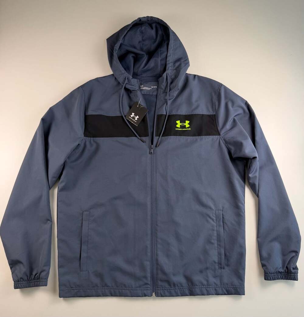 NWT Under Armour UA Sportstyle Windbreaker Jacket Mens L Gray Black 1361621